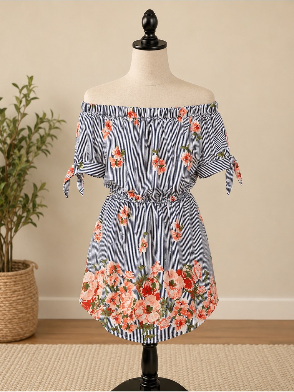 Hint of Blush Off Shoulder mini dress
